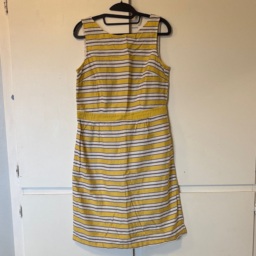 Boden Striped Yellow, purple, and White Dress